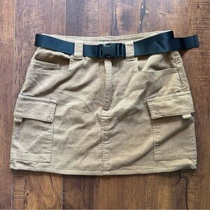 Angel Kiss Brown Corudory Belted Mini Skirt